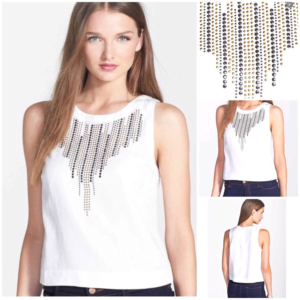 🎉HP🎉 White Tank with gold and silver studs - Picture 1 of 5
